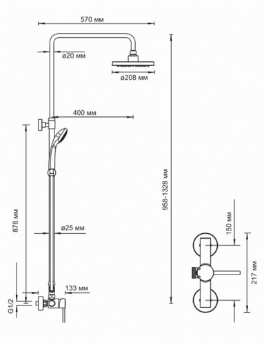 Душевая система WasserKRAFT A12202