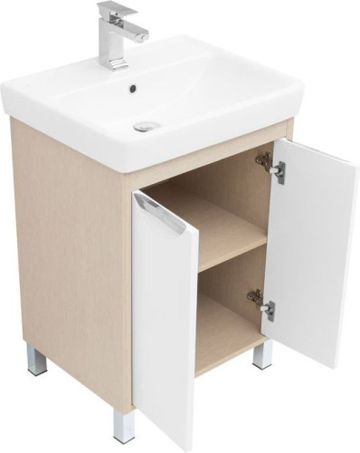 Тумба с раковиной Aquanet Гретта 60 New светлый дуб (2 дверцы)