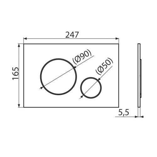 Кнопка смыва alcadrain 25х3.6х17 для инсталляции, пластик, цвет Черный (M678)