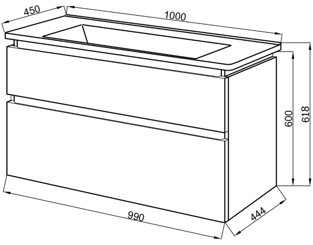 Комплект в ванную Ceruttispa тумба Романья white 100 подвесная с умывальником "Амалфи"