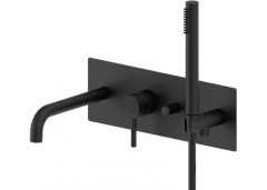 Смеситель для ванны Paffoni LIGHT с ручным душем, встраиваемый, на 2 выхода, черный матовый (LIG001NO)