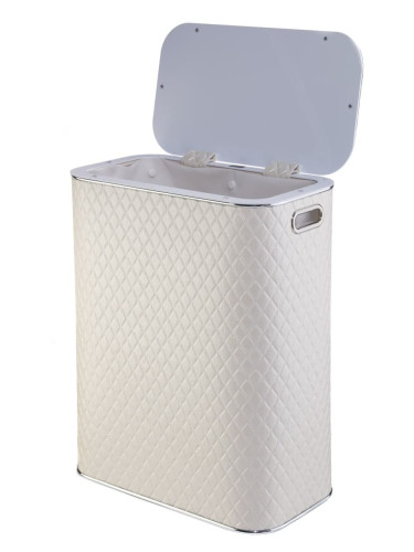 Корзина для белья  RLH-B-9 Ромб беж,.светлый, кант хром, большая