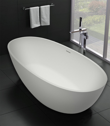 Ванна из искусственного камня Azario CLOVIS CLO17085S 1690х850х540 свободностоящая, с белым матовым донным клапаном, белая матовая