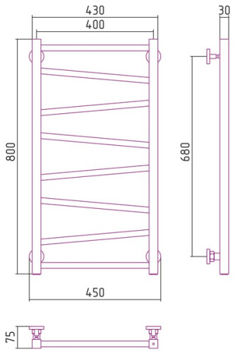 Водяной полотенцесушитель Сунержа Сирокко 800х400