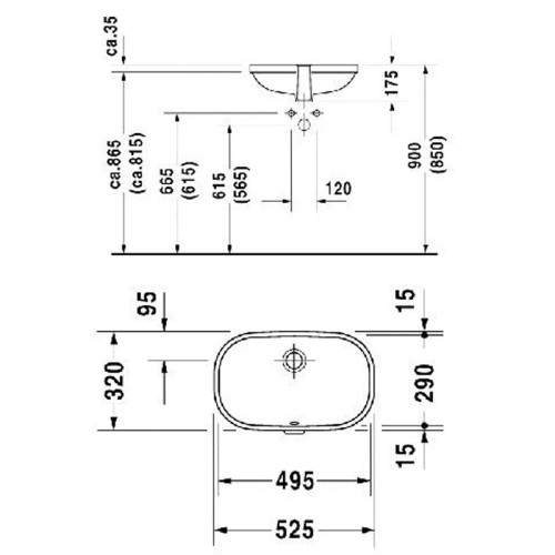 Раковина встраиваемая снизу Duravit D-CODE 29х49х18, фаянс, цвет Белый (0338490000)