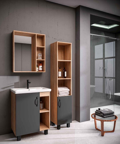 Тумба напольная Grossman ФЛАЙ-60 см дуб сонома/серая (ум.Фостер-60)