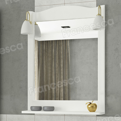 Зеркало Francesca Империя П 60 белый (полотно+светильники Изабель)