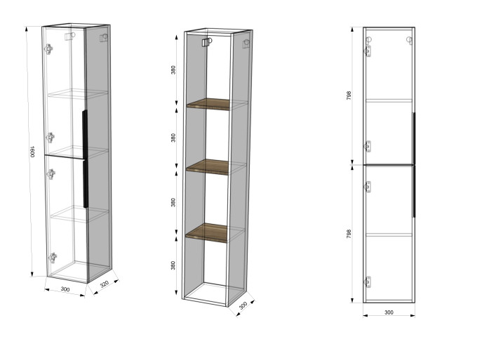 Шкаф-пенал Венеция Монте 30 подвесной