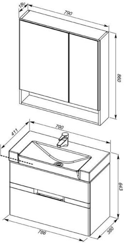 Мебель для ванной Aquanet Виго 80 сине-серый