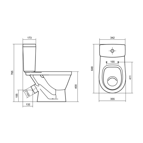 Унитаз-компакт Santek Уно эконом: полипропилен, пластиковый крепеж, softclose