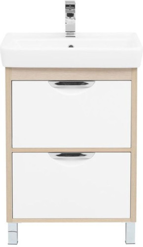 Тумба с раковиной Aquanet Гретта 60 New светлый дуб (2 ящика)