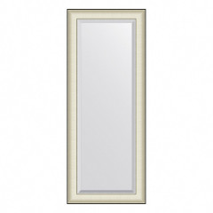 Зеркало настенное с фацетом EVOFORM в багетной раме белая кожа с хромом, 54х134 см, BY 7454