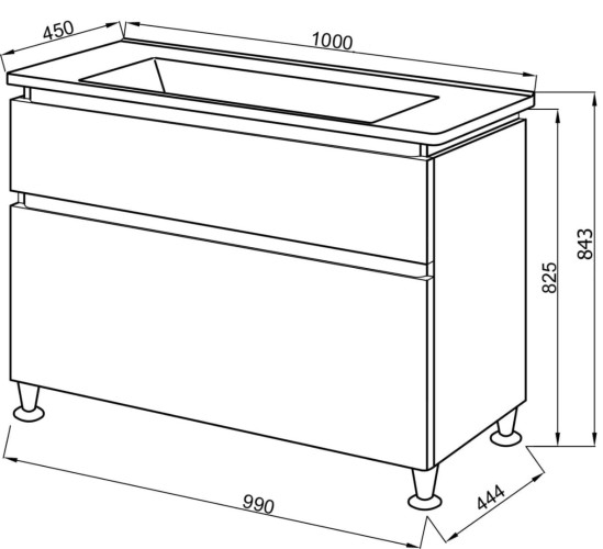 Комплект в ванную Ceruttispa тумба Романья white 100 с умывальником "Амалфи"