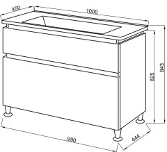 Комплект в ванную Ceruttispa тумба Романья white 100 с умывальником "Амалфи"