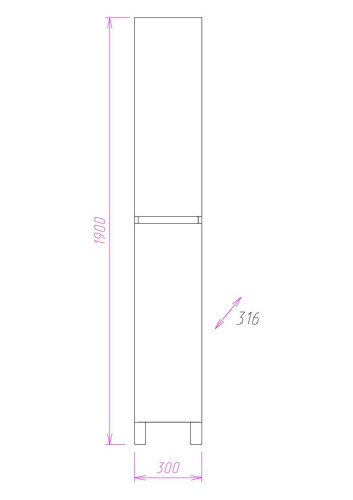Пенал напольный Onika Элита 30.10 Универсальный, Белый (403039)