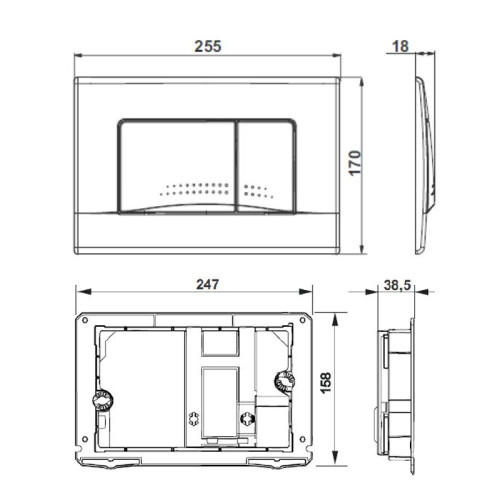 Кнопка смыва Roca 25.5х3.8х17 для инсталляции, пластик, цвет Хром (7.8901.1.30B.1)