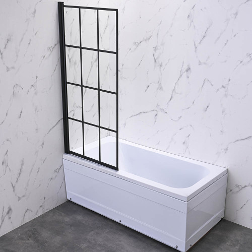 Шторка на ванну Veconi Palau PL-77L, 700x1500, черный, стекло прозрачное