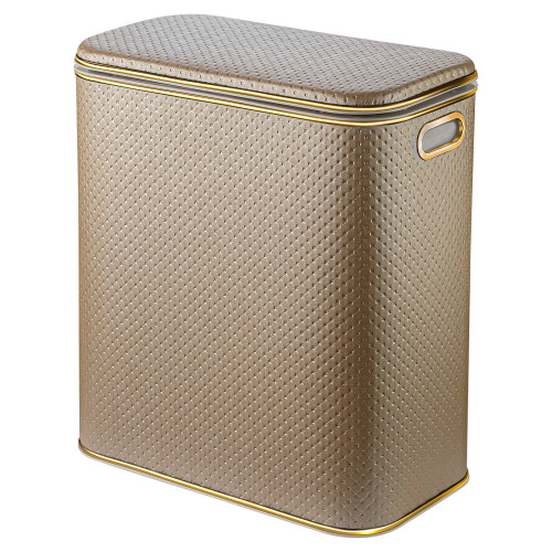 Корзина для белья Geralis PLG-M PUNTO бежевая, кант золото, малая