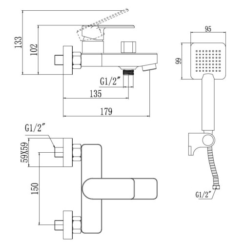 Смеситель для ванны Savol S-600703K хром