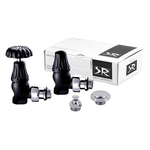 Комплект SR Rubinetterie серия Floral Old Style 1/2" угловой цвет черный матовый