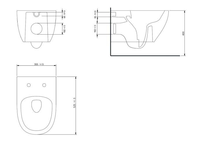 Унитаз подвесной beWash Bogen безободковый с сиденьем микролифт черный матовый 88303270 + EVB6387