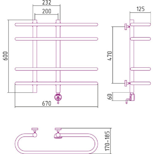 Электрический полотенцесушитель Сунержа Фурор 600x700