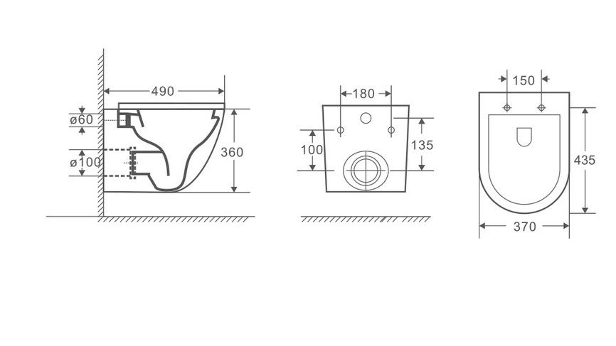 Унитаз Grossman GR-4455SQ (490*370*360) подвесной БЕЗОБОДКОВЫЙ с тонкой крышкой