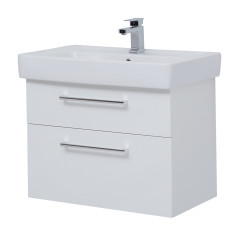 Тумба Q MAX, 80 см, подвесная, 2 ящика, белый глянец