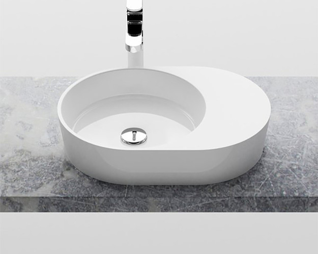 Раковина накладная Ravak 56х40х12 литьевой мрамор, цвет Белый (XJN01300003)