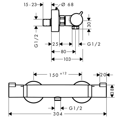 Ecostat Термостат для душа Comfort, внешнего монтажа,белый матовый