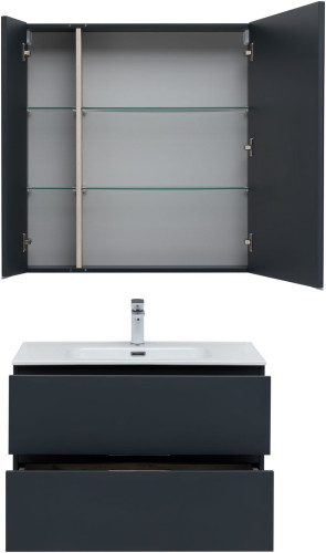 Мебель для ванной Aquanet Алвита New 80 2 ящика, антрацит