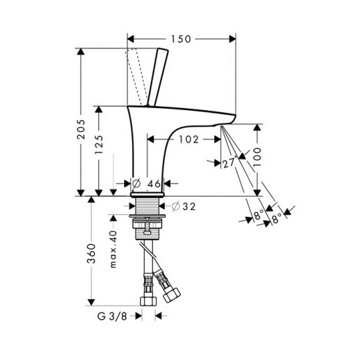 ХХ 15075000 PuraVida Смеситель для маленькой раковины, однорычажный