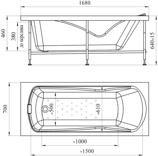 Акриловая ванна Radomir Wachter Сильвия 168x70