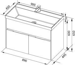 Тумба с раковиной Aquanet Латина 90 бордо