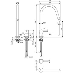 Смеситель для кухонной мойки Ideal Standard CERABASE высокий излив, отдельный картридж, хром (BD432AA)
