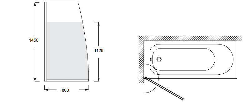Шторка для ванны распашная Jacob Delafon Serenity 80х145 цвет профиля черный (E4933-BL)