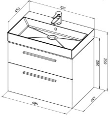Тумба под раковину Aquanet Nova 70 (Slim Synergy) дуб рошелье (2 ящика)
