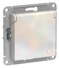 Розетка с заземл. со шторк. с крышкой, 16А, IP20, механизм, ЖЕМЧУГ Schneider Electric ATLASDESIGN ATN000446