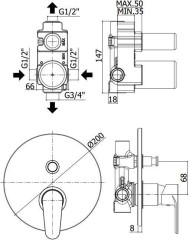 Смеситель для душа Paffoni Green GR015CR (с внутренней частью)