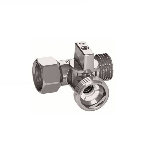 Вентиль шаровый трехпроходной ARCO М3/4"хМ1/2"х П1/2", латунь хромированная