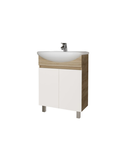 Тумба напольная Grossman ПОЛО-60 см дуб сонома/белая (ум.Уют-60)