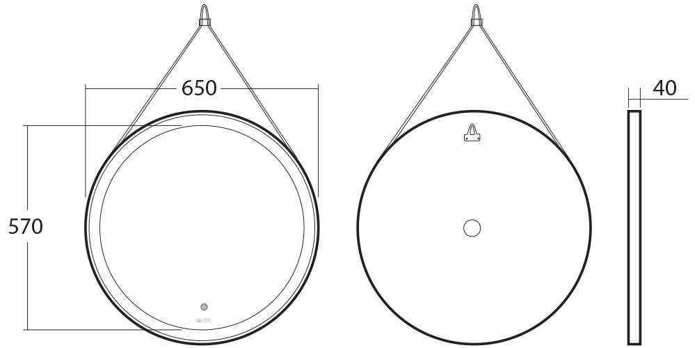 Зеркало OWL 1975 Viken White с LED подсветкой, D650