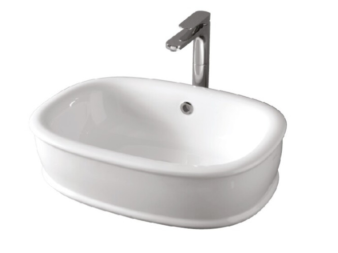 Раковина Artceram Azuley 650*450*160 отверстия для смесителя-отсутствуют Glossy White