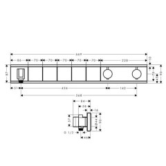 RainSelect Термостат для душа на 5 потребителей, цвет хром