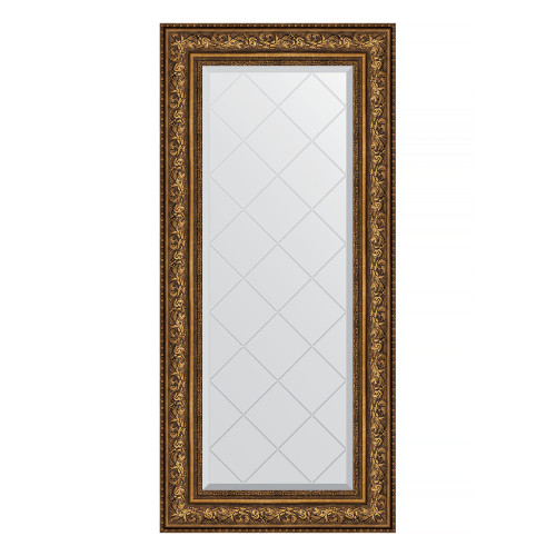 Зеркало настенное с гравировкой EVOFORM в багетной раме виньетка состаренная бронза, 60х130 см, BY 4083