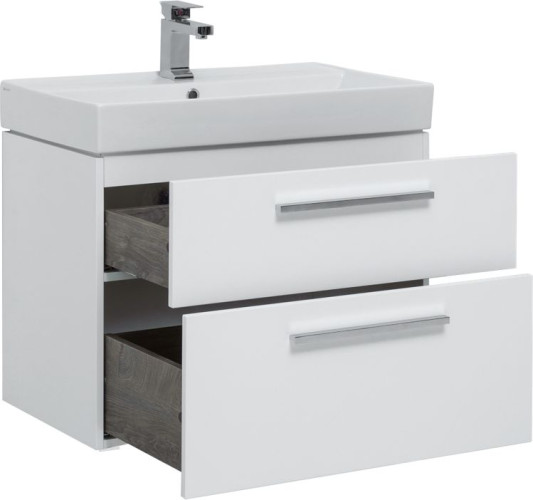 Тумба с раковиной Aquanet Nova 75 белый (2 ящика)