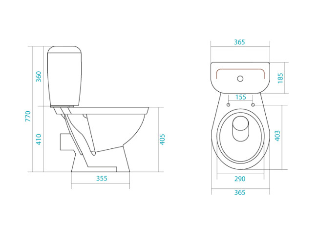 Унитаз-компакт "Паллада" (эконом: 2-реж., полипроп, метал крепеж)