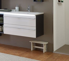 Marlin 3250star, тумба под левую раковину 100 см (2 ящика, вырез под сифон справа), цвет белый шелковый глянец