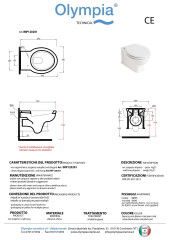 Olympia Impero Style, подвесной унитаз c крепежом, 53x39 см, цвет белый глянцевый
