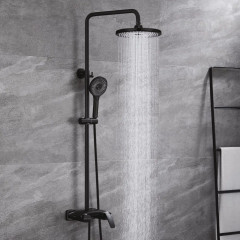 Душевая система с каскадным изливом Rose R1136H, черный